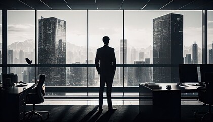 silhouette of a business person at the office