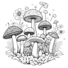 Discover the Magic of Coloring: Explore Unique Shroom and Mushroom Patterns in Our AI Generative Coloring Book Pages for Adults Printable Mandala Drawing Relaxing and Self Care                  