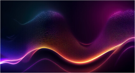 Abstract Wave Background with Many Glowing Particles Musical Wave Digital Network Background - Post-processed Generative AI