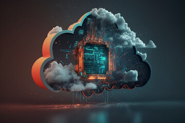  cloud technology and networking concept. Web cloud technology business. Internet data services.