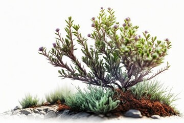 Illustration of diferent types of Vegetation - isolated on white - Created with Generative AI