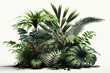 Fototapeta premium Illustration of diferent types of Vegetation - isolated on white - Created with Generative AI