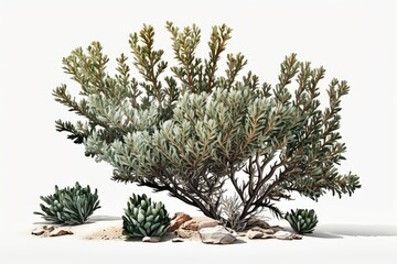 Illustration of diferent types of Vegetation - isolated on white - Created with Generative AI - obrazy, fototapety, plakaty
