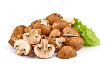 Royal brown champignons, isolated on white background.