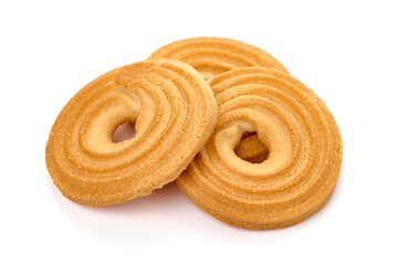 Crispy shortbread cookies, isolated on white background. High resolution image.