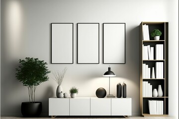 3 wall canvas mockup. Best interior design wall canvas mockup.