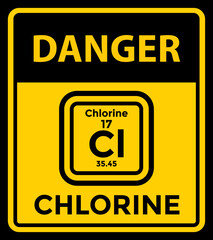 Fototapeta premium chlorine, danger sign or sticker, vector illustration 