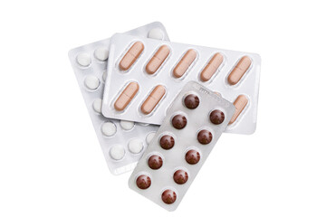 Dietary supplements tablets packaging, isolated, transparent background, PNG.