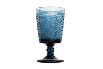 Blue glass tumbler patterns, isolated, transparent background, PNG.