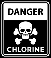 chlorine, danger sign or sticker, vector illustration 