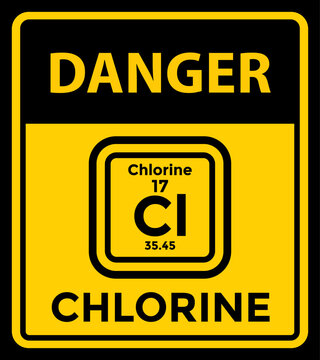 chlorine, danger sign or sticker, vector illustration 