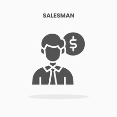 Salesman person dollar icon vector illustration glyph style. Great used for web, app, digital product, presentation, UI and many more.