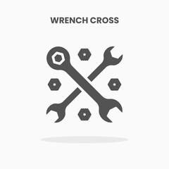 Wrench Cross icon vector illustration glyph style. Great used for web, app, digital product, presentation, UI and many more.