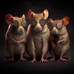 fairy tale characters, three blind mice, ai generated