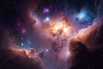 Obraz na płótnie Canvas Abstract nebula in outer space. generative ai