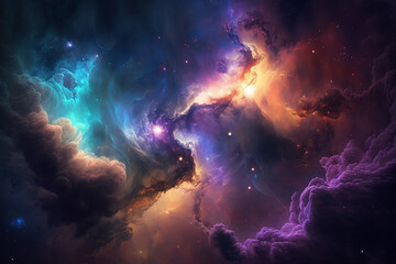 Obraz na płótnie Canvas Abstract nebula in outer space. generative ai