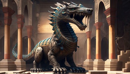 An Egyptian dragon in a temple generative ai 
