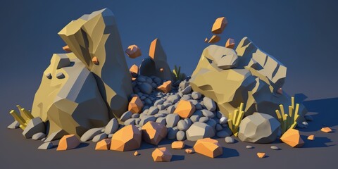 rock structure. the scatter of little pieces of stone. peaks, close up photography. Generative AI