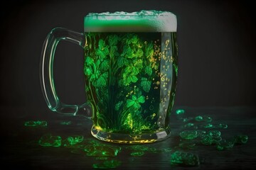 glass of green beer Saint Patrick's Day, Generative AI