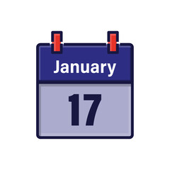 Obraz premium January 17, Calendar icon. Day, month. Meeting appointment time. Event schedule date. Flat vector illustration.
