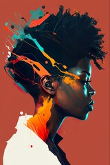 Afican American woman side profile with creative vibe