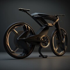 Designing a black bicycle. Generative AI.