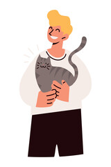 happy man and pet