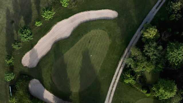 aerial footage golf hole at the golf club