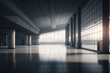 Illustration of airport lobby and boarding area - Created with  generative ai