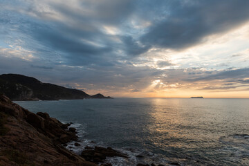 Obraz premium Xavier Island fron Sunrise at Joaquina beach in Florianópolis Brazil