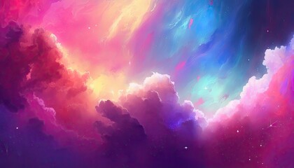 Fototapeta na wymiar Colorful Pastel Space-themed Background
