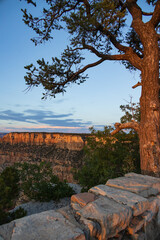 Sunset view from the South Rim  into the Grand Canyon National Park, Arizona