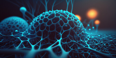 Neural network technology concept. Abstract background. Generative AI.