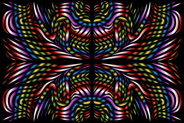 Beautiful caleidoscope symmetrical colourful gradient flowers line art of traditional abstract symbol batik dayak ornament design template elements
