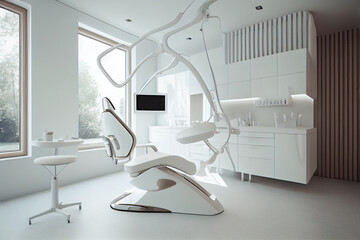 Interior of room with medical equipment in dental clinic