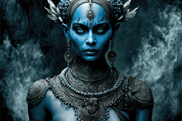 Blue Skinned Vedic Religion and Hindu Gods created with Generative AI