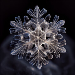 macro shot of snow flake created with generative AI