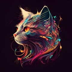 Obraz premium cat on a black background
