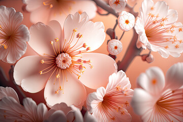 Beautiful blooming cherry blossoms, Japanese Sakura,  spring season, 