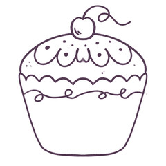 Illustration Cupcake Cartoon Doodle Sketch 