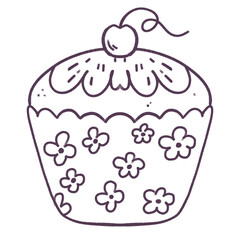 Illustration Cupcake Cartoon Doodle Sketch 