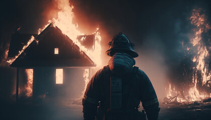 Naklejka premium Firefighter, Generative AI, Illustration