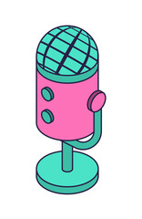 Microphone in isometric style icon. Voice recording symbol. Voice message or recording voice. 3d symbol concept