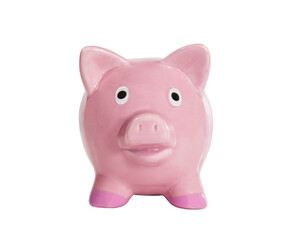 Old piggy bank isolated with cut out background.