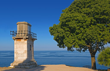 Panorama view  lighthouse and Adriatic Sea in Rovinj, Croatia. Summer landscape - 570082357