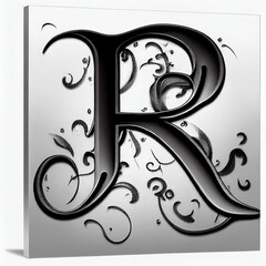 The beauty of letter R in Asian calligraphy