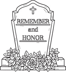 Remember and Honor Isolated Coloring Page for Kids