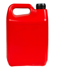 Bottle red canister can antifreeze liquid container isolated on the white background