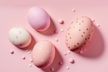 Fototapeta na wymiar Easter eggs, confetti and candy, Generative AI