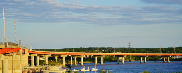 Obraz premium Landscape of Portland harbor, fore river, Portland, Maine 
